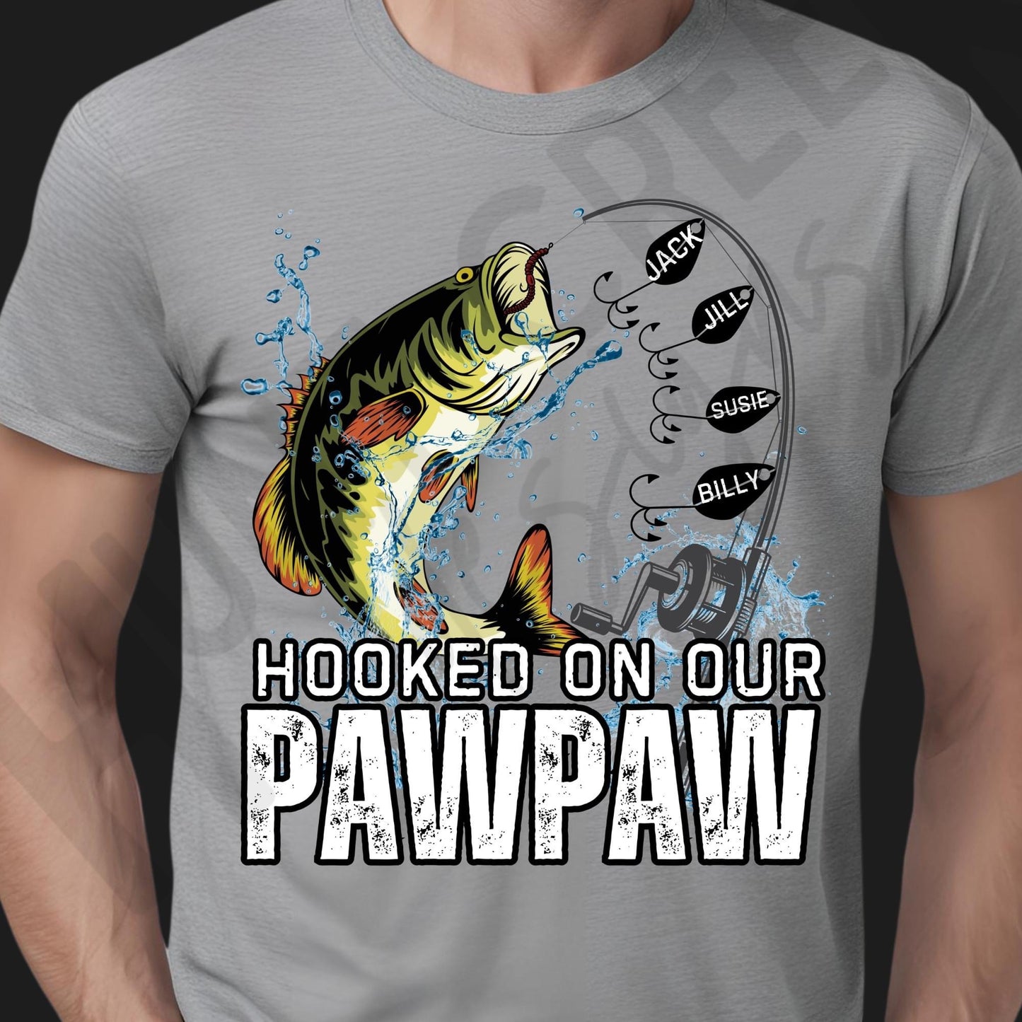 Personalized Hooked On Grandpa Fishing With Kids Name Father Day, Funny Dad Birthday Gift for Men, Fishing Gift Shirt For Family, Pops Gifts