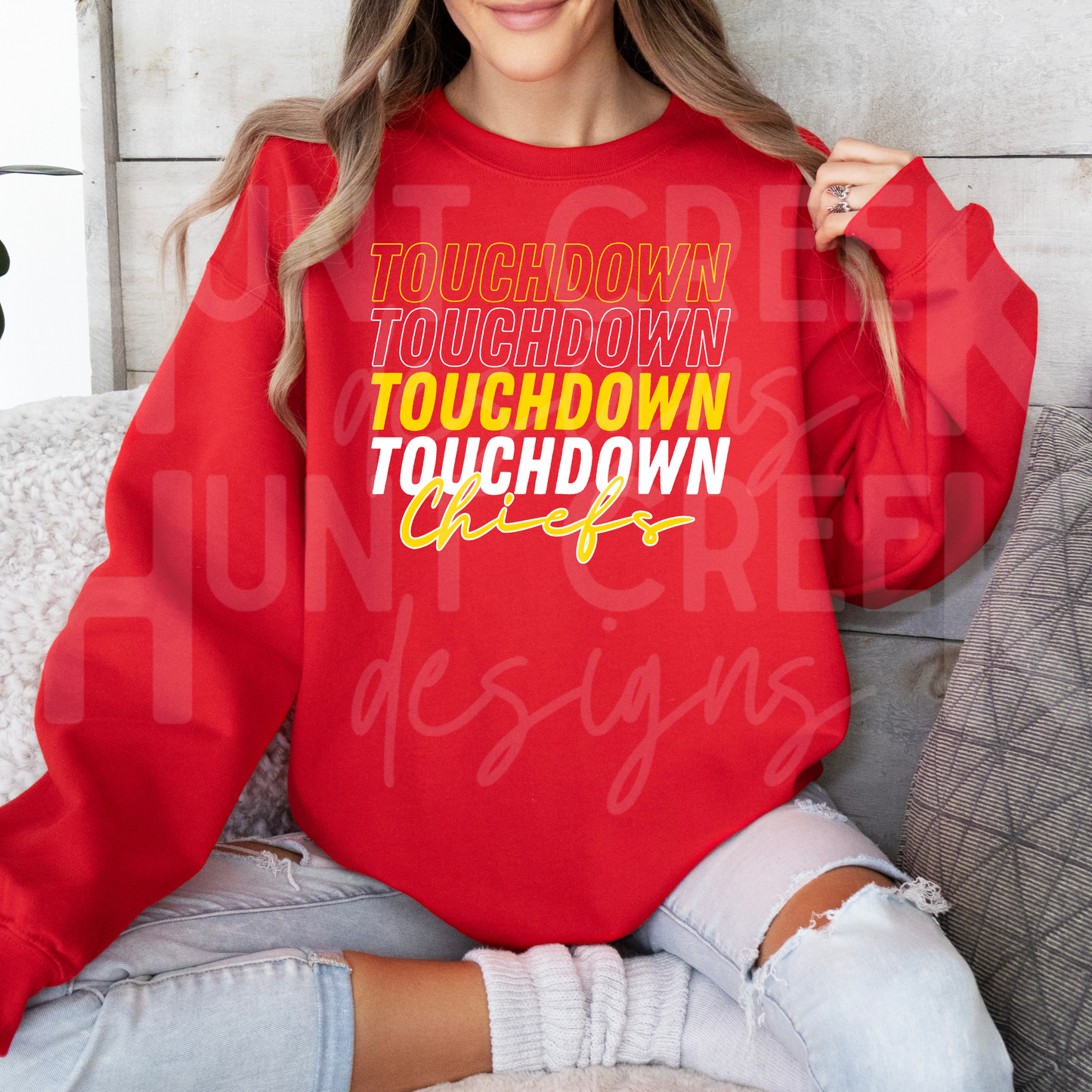 CUSTOMIZED TOUCHDOWN CHIEFS REPEAT DESIGN CUSTOM NFL T-SHIRTS AND SWEATSHIRTS CHIEFS FOOTBALL SHIRTS NFL SHIRTS STEELERS TITANS COWBOYS SHIRTS
