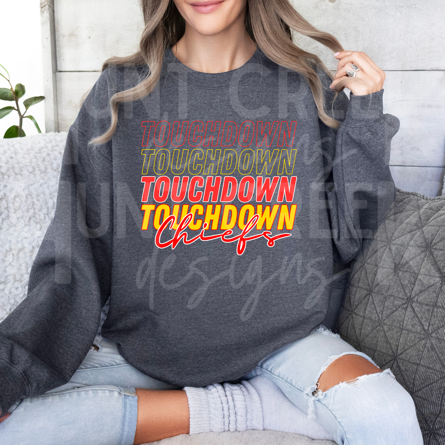 CUSTOMIZED TOUCHDOWN CHIEFS REPEAT DESIGN CUSTOM NFL T-SHIRTS AND SWEATSHIRTS CHIEFS FOOTBALL SHIRTS NFL SHIRTS STEELERS TITANS COWBOYS SHIRTS
