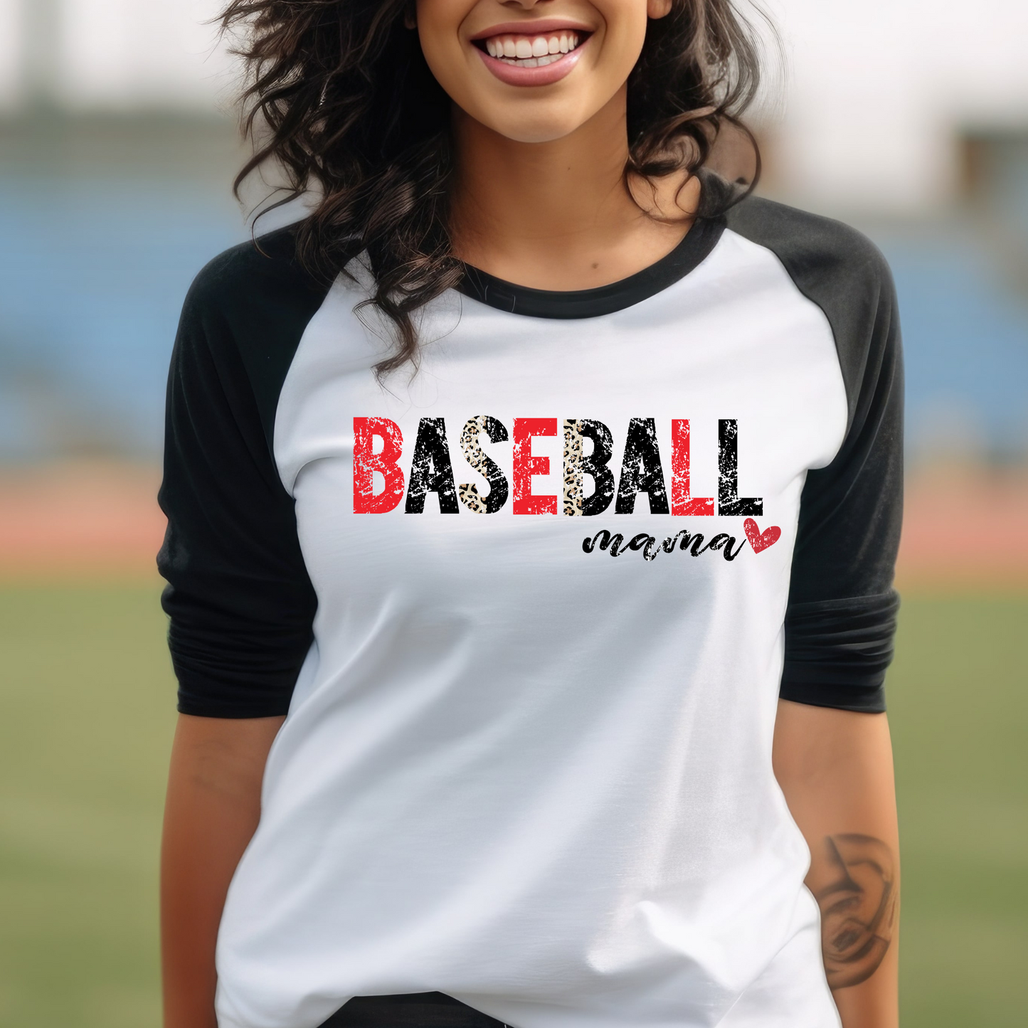 Baseball MAMA w/ Leopard print SHIRTS