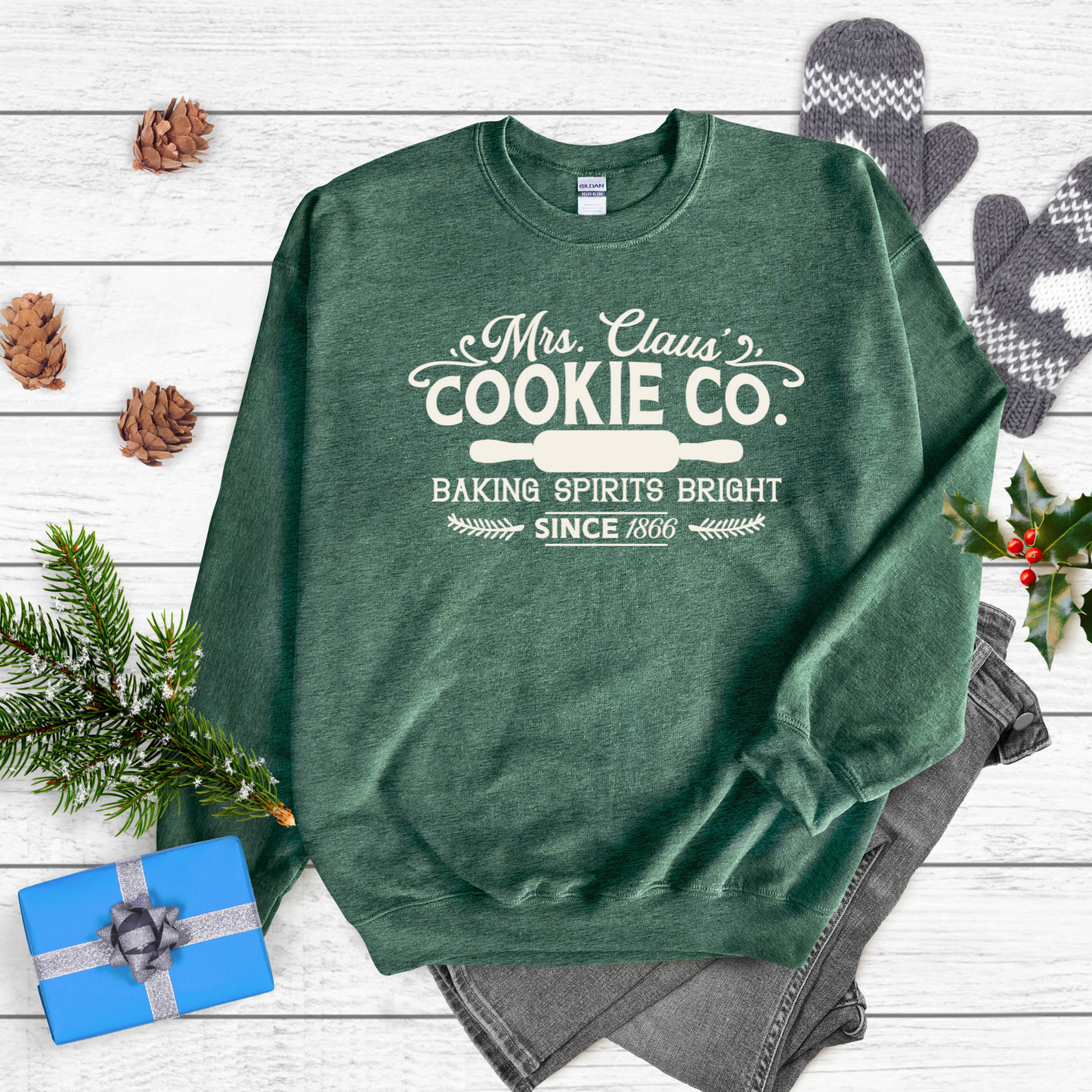Mrs. Claus Cookie Company Christmas Shirts, Holiday sweatshirts, North pole shirts, Christmas cheer shirt.