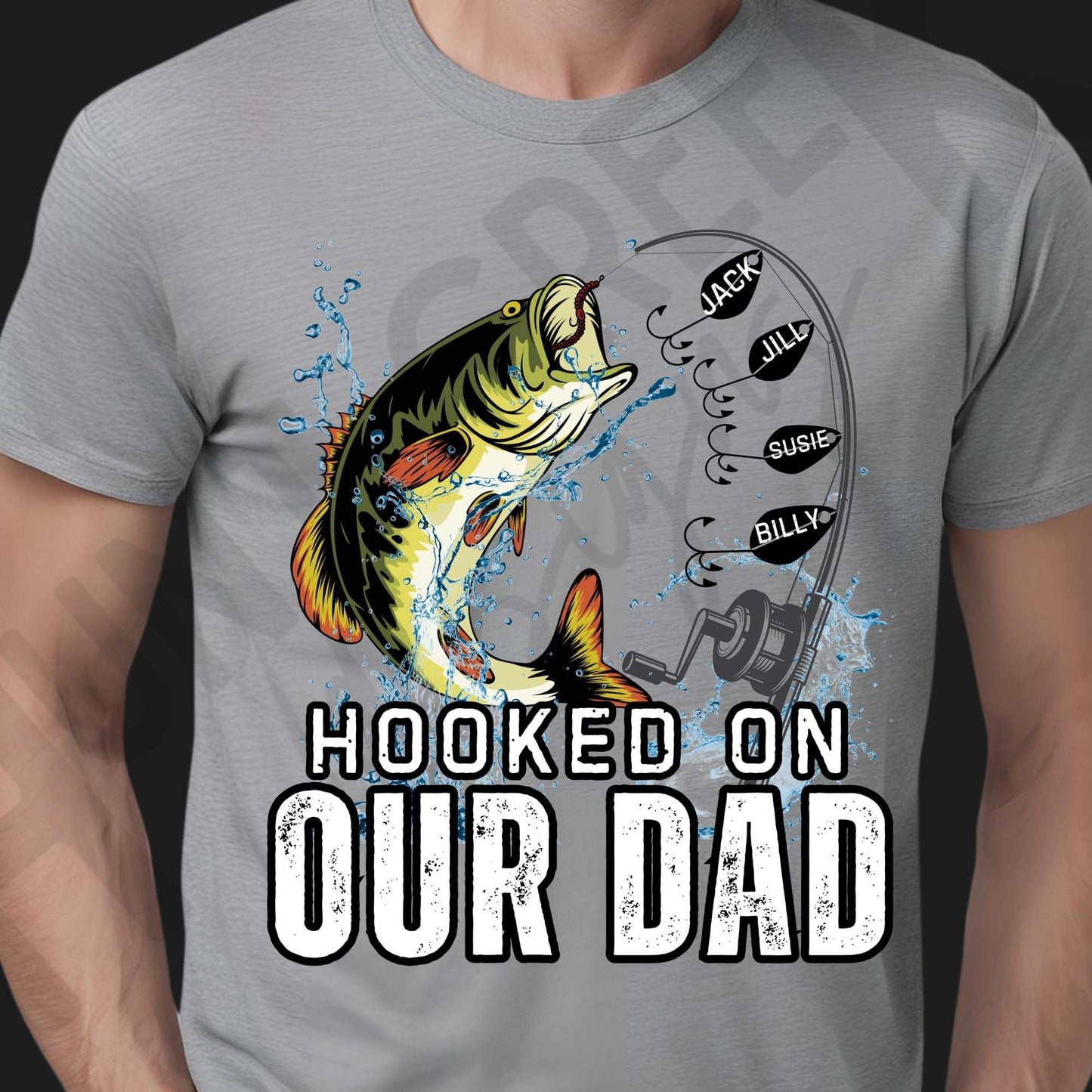 Personalized Hooked On Grandpa Fishing With Kids Name Father Day, Funny Dad Birthday Gift for Men, Fishing Gift Shirt For Family, Pops Gifts