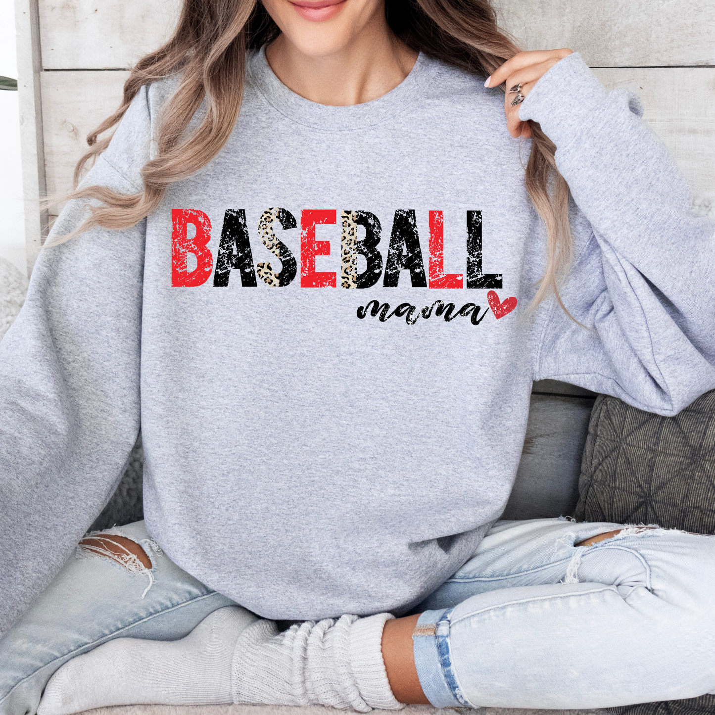 Baseball MAMA w/ Leopard print SHIRTS