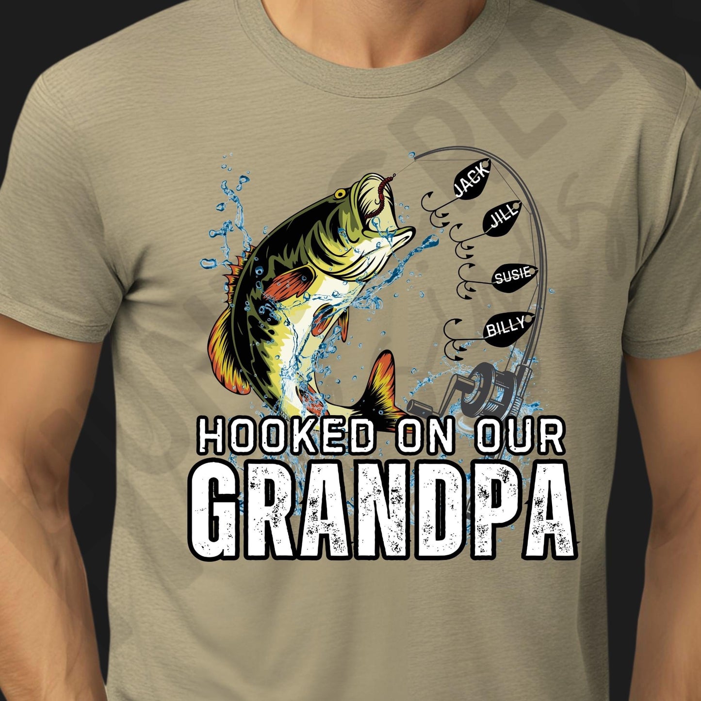 Personalized Hooked On Grandpa Fishing With Kids Name Father Day, Funny Dad Birthday Gift for Men, Fishing Gift Shirt For Family, Pops Gifts