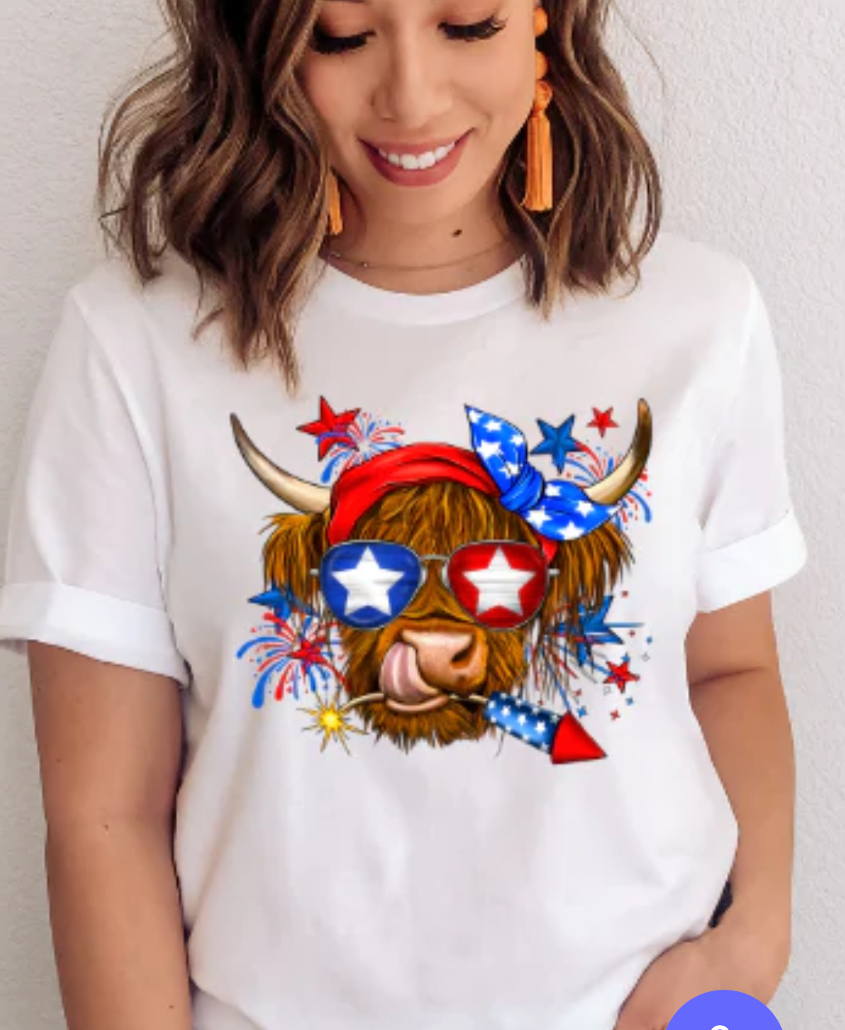 4th of July Highland Cow Independence Day T-shirt
