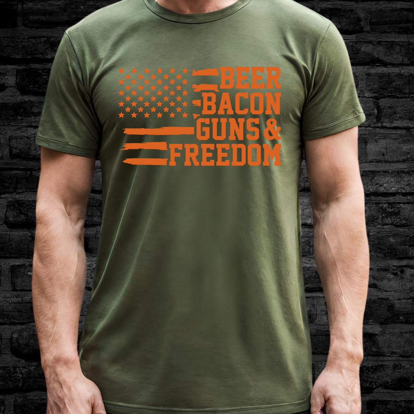 Beer Bacon Guns Freedom t-shirt Patriotic America 2nd Amendment Graphic T-shirt