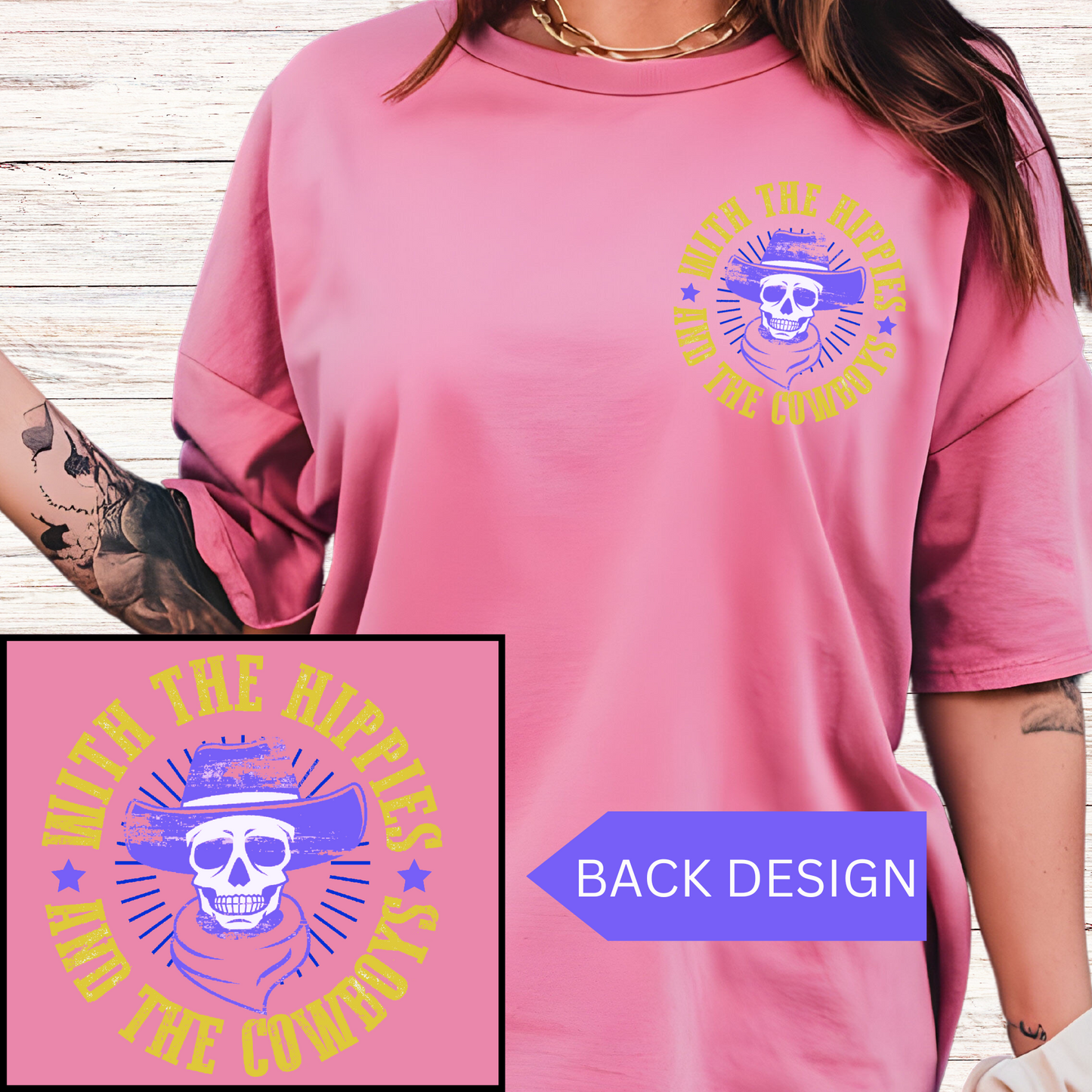 With the Hippies and The Cowboys T-shirt Cowboy Skeleton Shirt Country Girls Shirts