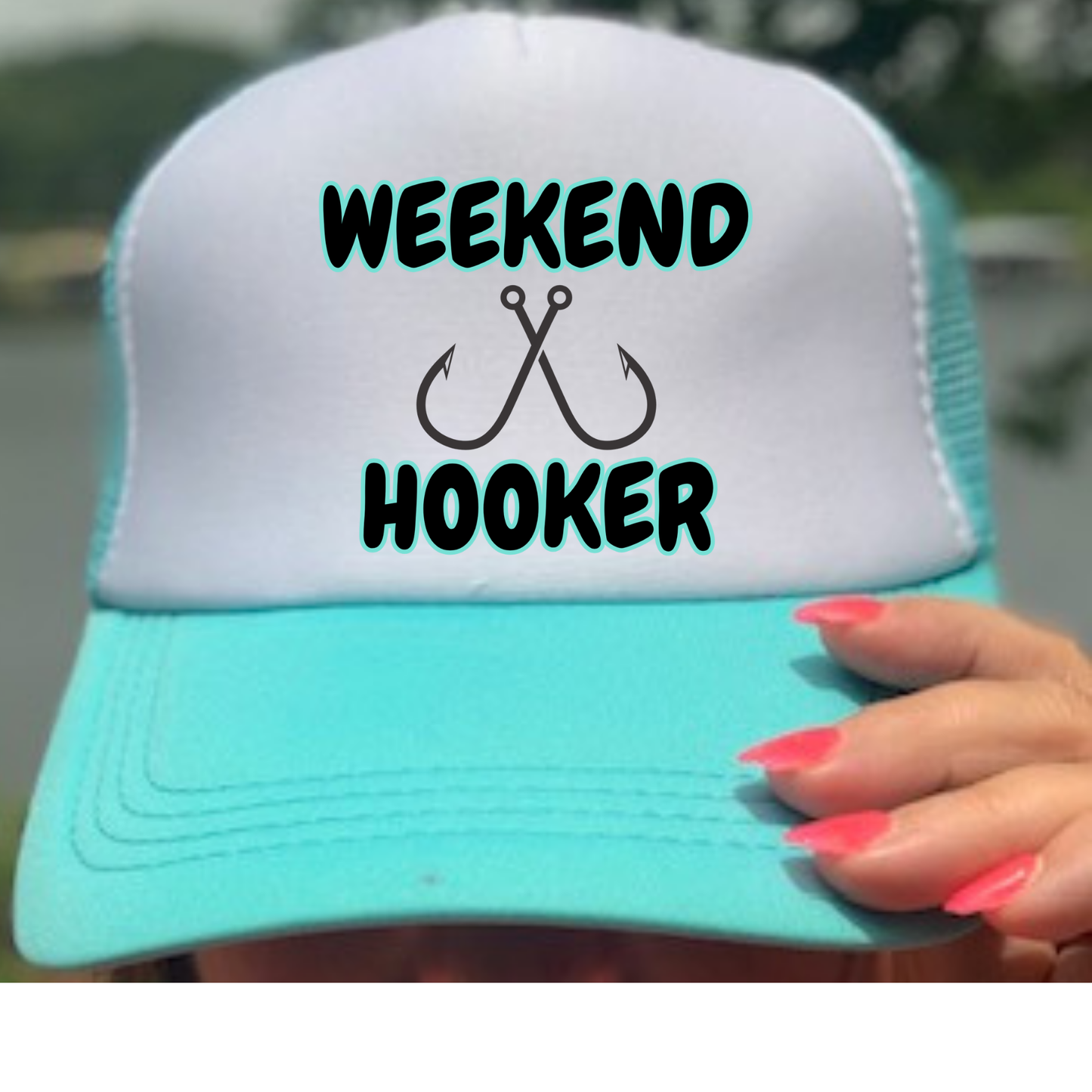 Weekend Hooker Fishing Trucker Hat Funny Fishing Hat Beach Lake River Summer Trucker Hats
