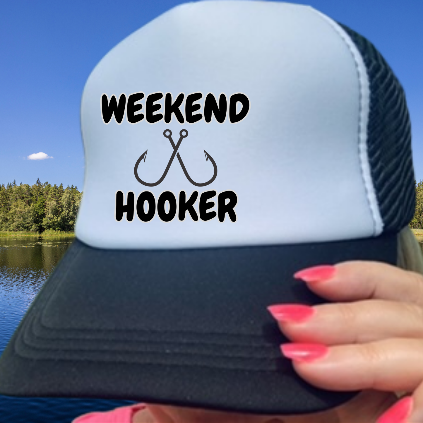 Weekend Hooker Fishing Trucker Hat Funny Fishing Hat Beach Lake River Summer Trucker Hats
