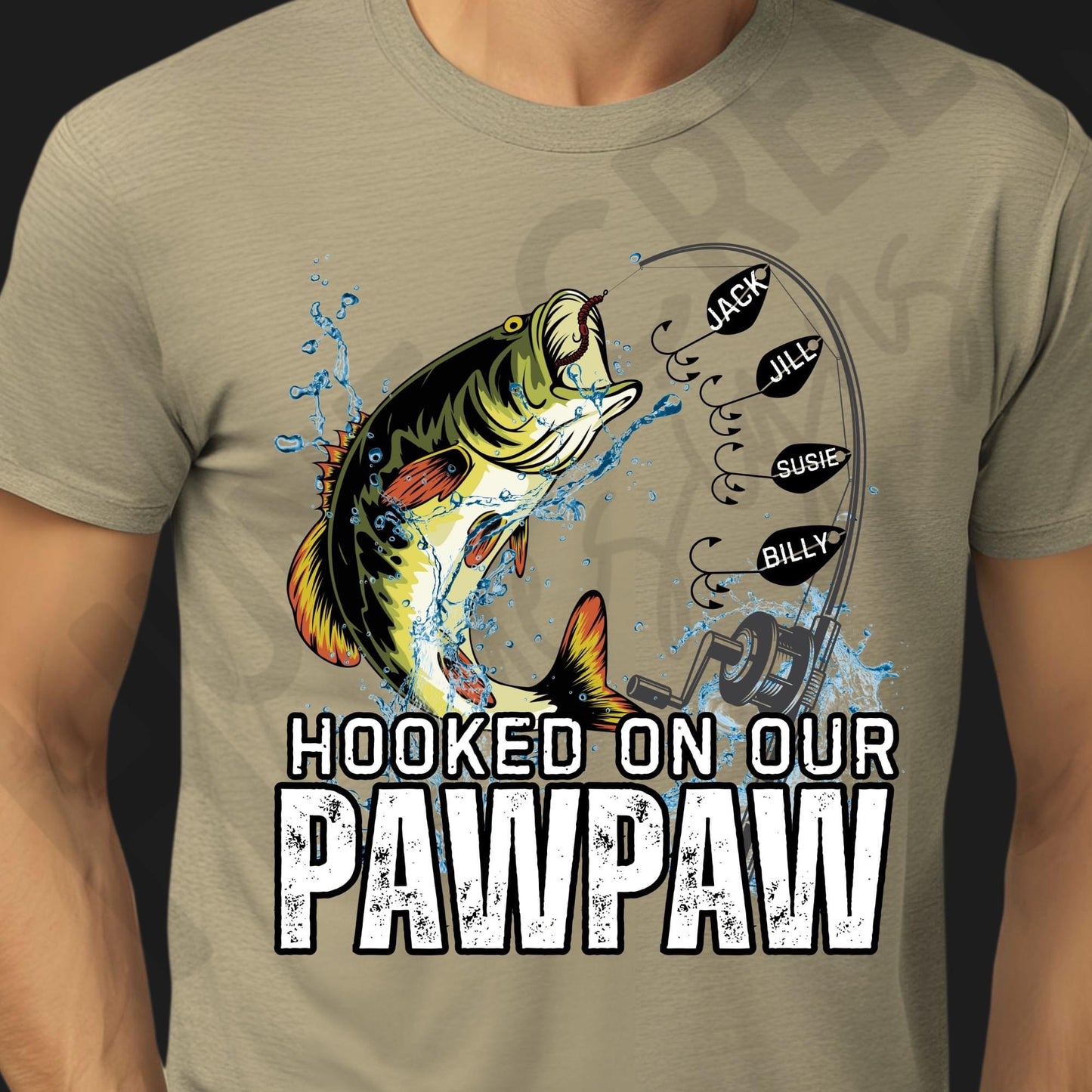 Personalized Hooked On Grandpa Fishing With Kids Name Father Day, Funny Dad Birthday Gift for Men, Fishing Gift Shirt For Family, Pops Gifts