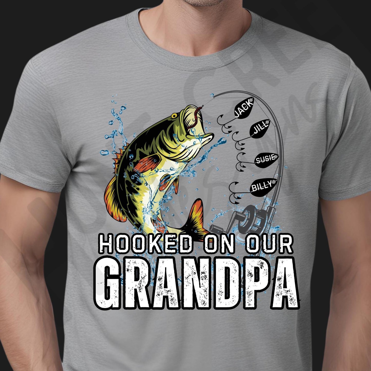Personalized Hooked On Grandpa Fishing With Kids Name Father Day, Funny Dad Birthday Gift for Men, Fishing Gift Shirt For Family, Pops Gifts