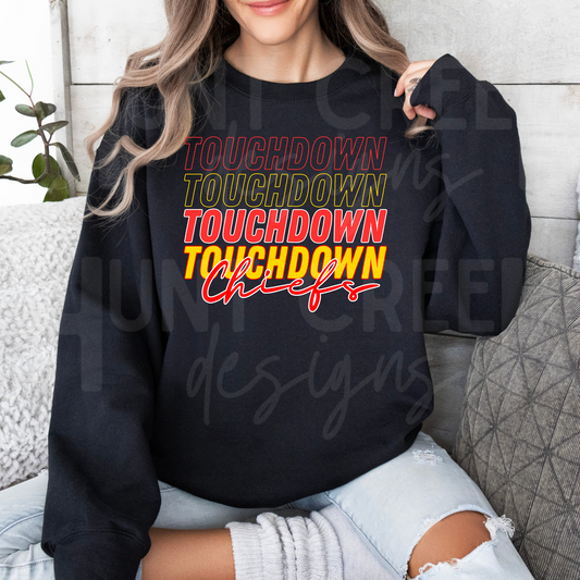 CUSTOMIZED TOUCHDOWN CHIEFS REPEAT DESIGN CUSTOM NFL T-SHIRTS AND SWEATSHIRTS CHIEFS FOOTBALL SHIRTS NFL SHIRTS STEELERS TITANS COWBOYS SHIRTS