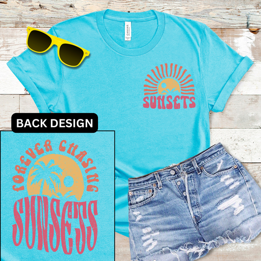 Forever Chasing Sunsets Summer Beach Lake Vacation T-shirt