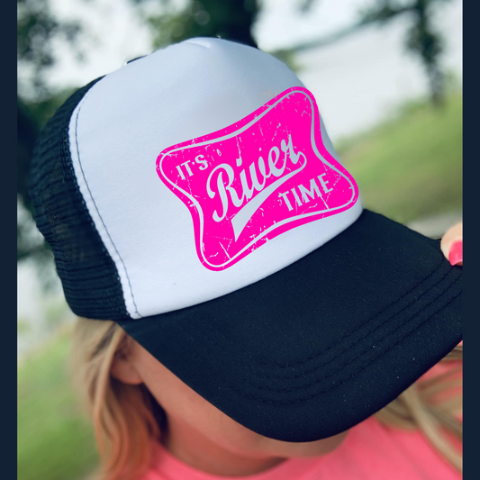 It's River Time Trucker Hat summer hats and ball caps river floating boating and camping trucker hats