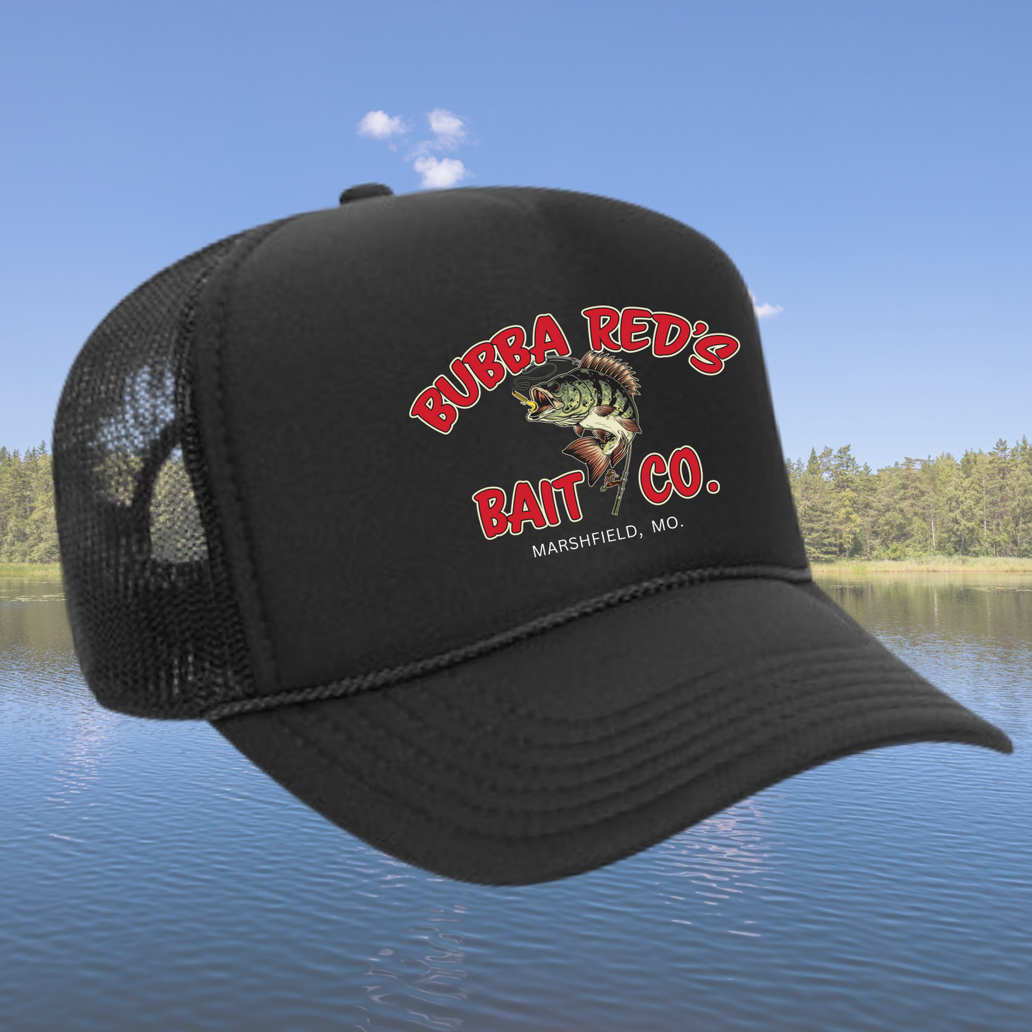 Bubba Red's Bait Co. Brand Trucker Hat Outdoor Men's Summer Fishing Wear Lake River Fishing hats