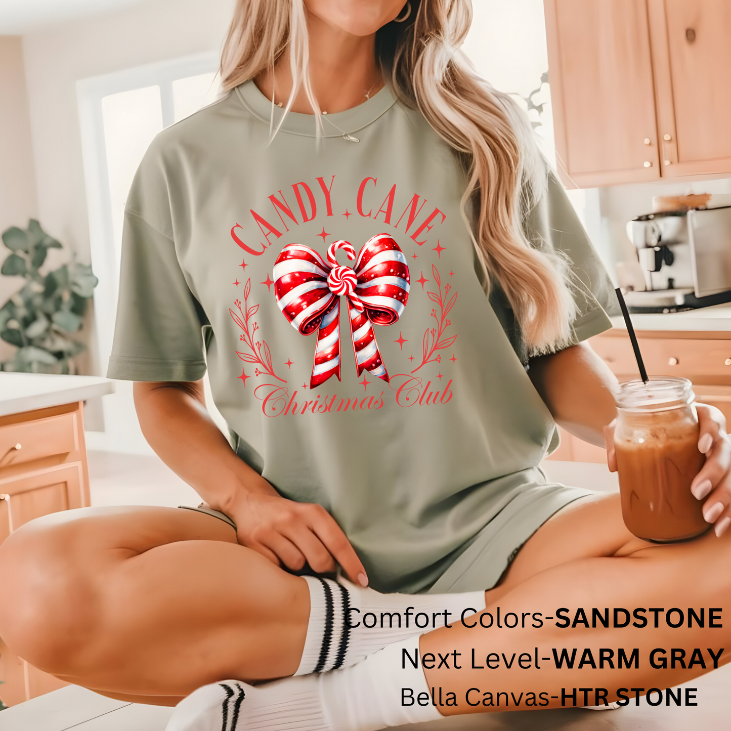 Candy Cane Christmas Club Sweatshirts and T-shirts Candy Cane Bow Shirt Peppermint Candy Christmas Shirts Cozy Sweater Weather Shirts