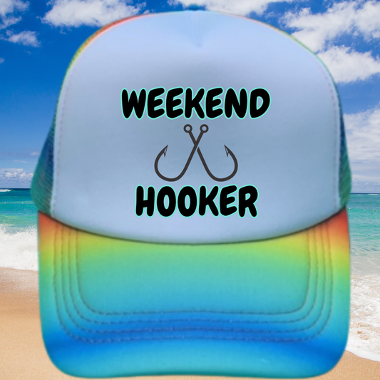 Weekend Hooker Fishing Trucker Hat Funny Fishing Hat Beach Lake River Summer Trucker Hats